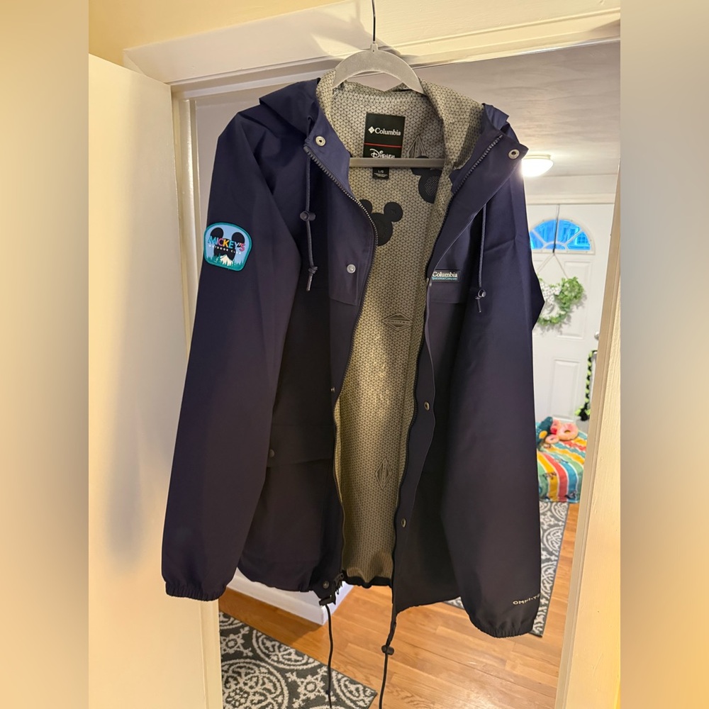Disney Columbia Navy Hooded Raincoat with Mickey Inner Lining
